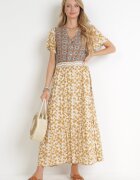 moni&co Rochie Galben-Bej Evazată Maxi Stemone