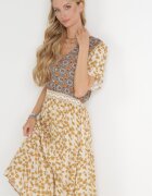 moni&co Rochie Galben-Bej Evazată Maxi Stemone
