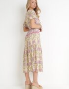 moni&co Rochie Galbenă Cloș Midi cu Elastic în Talie și Curea din Material Shagumi