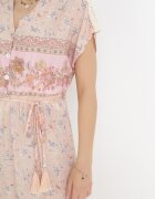 moni&co Rochie Maxi Roz deschis de bumbac cu elastic în talie și curea subțire cu ciucuri Kenadi