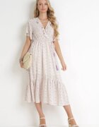 moni&co Rochie Roz-Mentă cu elastic în talie și decolteu petrecut cu volane Kyphine