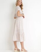 moni&co Rochie Roz-Mentă cu elastic în talie și decolteu petrecut cu volane Kyphine