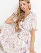 moni&co Rochie Roz-Mentă cu elastic în talie și decolteu petrecut cu volane Kyphine