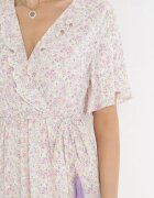 moni&co Rochie Roz-Mentă cu elastic în talie și decolteu petrecut cu volane Kyphine