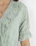 moni&co Rochie Verde din țesătură ajurată cu elastic în talie și volane Culissa