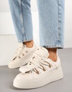 msmg Adidași Bej pe Platformă cu Limbă Lată Decorativă Zarinea