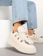 msmg Adidași Bej pe Platformă cu Limbă Lată Decorativă Zarinea