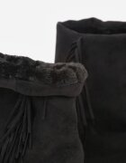 msmg Botine Negre Stil Cizme de Zăpadă cu Franjuri și Carâmb Imitând Crac de Pantaloni Sierafera