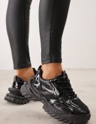 msmg Sneakers Geometric pe talpă groasă embosată Alinia Negri
