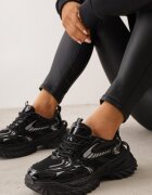 msmg Sneakers Geometric pe talpă groasă embosată Alinia Negri