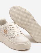 msmg Sneakerși Bej deschis pe Platformă Decorați cu Perforație Ajurată și Aplicație Camioria