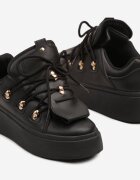 msmg Sneakerși Negri pe Platformă cu Limbă Lată Decorativă Zarinea