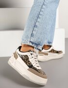 mulanka Adidași Bej-Maro pe Platformă Groasă cu Relief decorate cu Model Leopard Deolithra