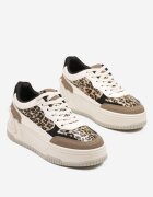 mulanka Adidași Bej-Maro pe Platformă Groasă cu Relief decorate cu Model Leopard Deolithra