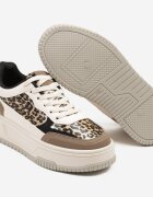 mulanka Adidași Bej-Maro pe Platformă Groasă cu Relief decorate cu Model Leopard Deolithra