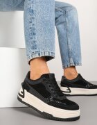 mulanka Adidași Negru-Alb cu platformă groasă cu relief și model leopard Deolithra