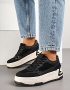 mulanka Adidași Negru-Alb cu platformă groasă cu relief și model leopard Deolithra