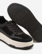mulanka Adidași Negru-Alb cu platformă groasă cu relief și model leopard Deolithra