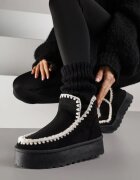 mulanka Cizme de zăpadă Negre cu Talpă Groasă cu Broderie Maretusa