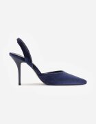 mulanka Pantofi cu toc stiletto din velur în stil elegant Efravia Albaștri