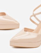 mulanka Pantofi stiletto bej cu curelușe și platformă decorativă Misterisa