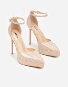 mulanka Pantofi stiletto bej lăcuiți cu platformă Eleffera