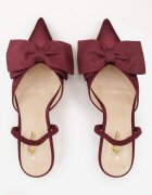 mulanka Pantofi stiletto din satin bordo cu călcâiul descoperit și fundă decorativă Argatea