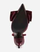 mulanka Pantofi stiletto din satin bordo cu călcâiul descoperit și fundă decorativă Argatea