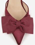 mulanka Pantofi stiletto din satin bordo cu călcâiul descoperit și fundă decorativă Argatea