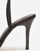 mulanka Pantofi stiletto negri din satin cu călcâiul descoperit și fundă decorativă Argatea