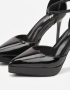 mulanka Pantofi stiletto Negri Lăcuiți cu platformă Eleffera