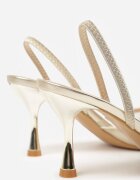 mulanka Sandale Aurii cu Toc Stiletto cu Dantelă Caskstar
