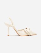mulanka Sandale Bej cu toc stiletto Slingback cu fundă Liorafera