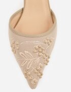 mulanka Sandale bej închis cu toc cui decorate cu mărgele și broderie Iphorise