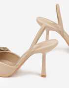 mulanka Sandale bej închis cu toc cui slingback cu fundă Liorafera