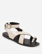 mulanka Sandale bej tip papuci cu ornament metalic Meledra