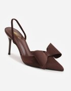 mulanka Sandale Maro de satin cu toc stiletto cu călcâi descoperit și fundiță Shiriniana