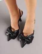 mulanka Sandale Negre cu toc stiletto tip slingback cu fundă Liorafera