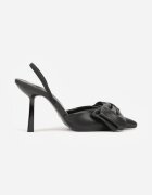 mulanka Sandale Negre cu toc stiletto tip slingback cu fundă Liorafera