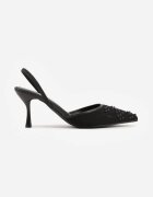 mulanka Sandale Negre stiletto decorate cu mărgele și broderie Iphorise