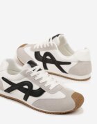 mulanka Sneakers albi decorate cu motiv geometric Ardetia