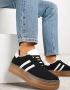 mulanka Sneakers negri pe talpă groasă cu model decorativ Felimala