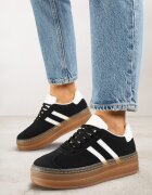 mulanka Sneakers negri pe talpă groasă cu model decorativ Felimala