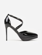 mulanka Stiletto Negre cu Barete și Platformă Decorativă Misterisa