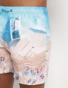 mulu Pantaloni scurți de baie Bej cu Model de Palmieri Lillemea