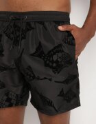 mulu Pantaloni scurți de baie Negri cu Model Geometric cu Șnur Lilomea