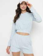 my red lips Set Sportiv Albastru deschis din bumbac Hanorac cu glugă și Pantaloni scurți Izilia