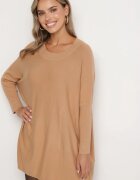 n.every day Rochie bej tricotată cu viscoză și modal decorată cu bordură elastică Zinnoraia