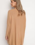 n.every day Rochie bej tricotată cu viscoză și modal decorată cu bordură elastică Zinnoraia