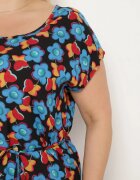 n.every day Rochie Negru-Albastru tip cutie din Viscoză Legată cu șnur în talie Tiamadine
